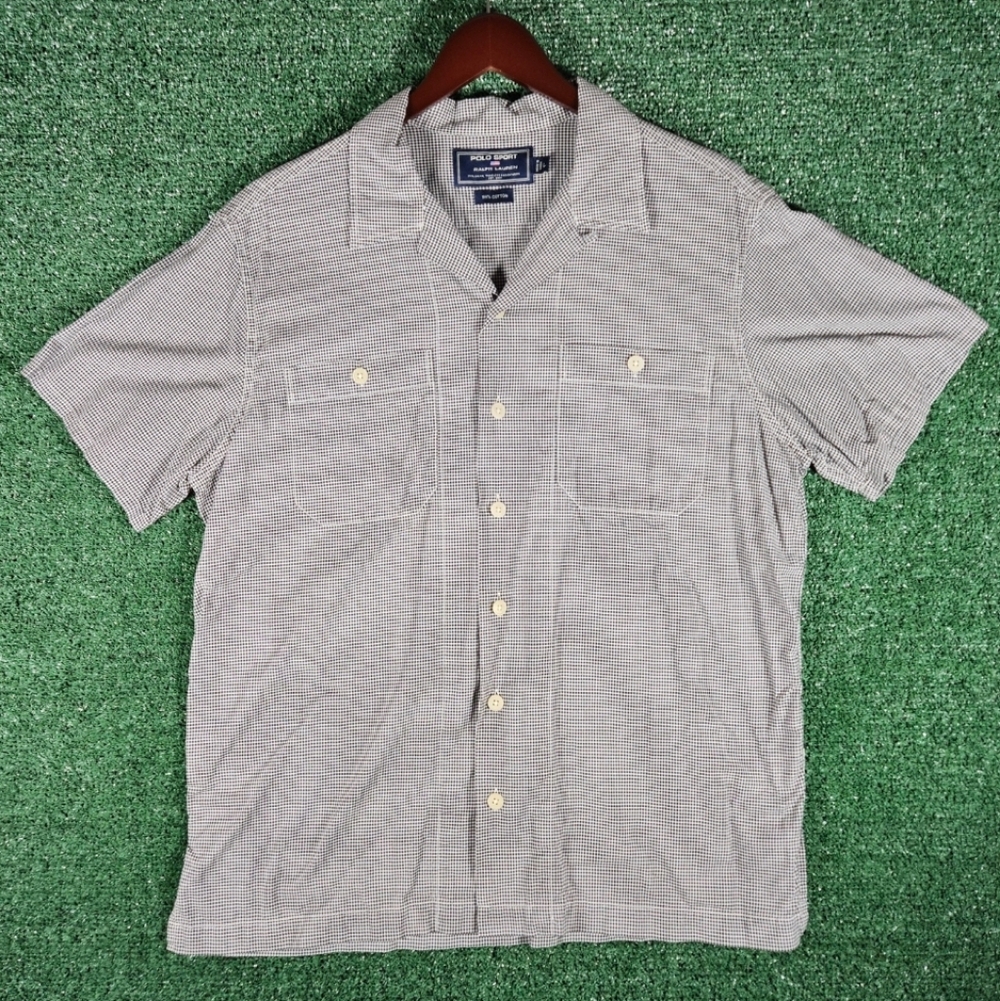 Vintage Polo Sport Ralph Lauren Checkered Short Sleeve Shirt / Mens Size Large